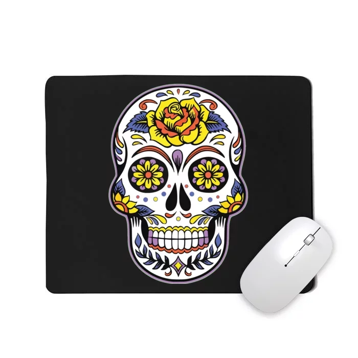 Day Of The Dead Dia De Los Muertos Floral Sugar Skull Mousepad