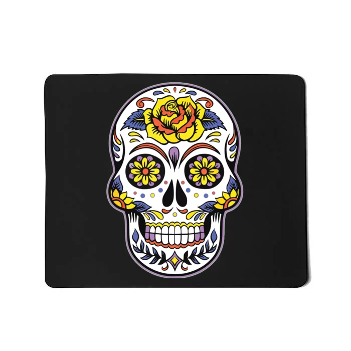 Day Of The Dead Dia De Los Muertos Floral Sugar Skull Mousepad