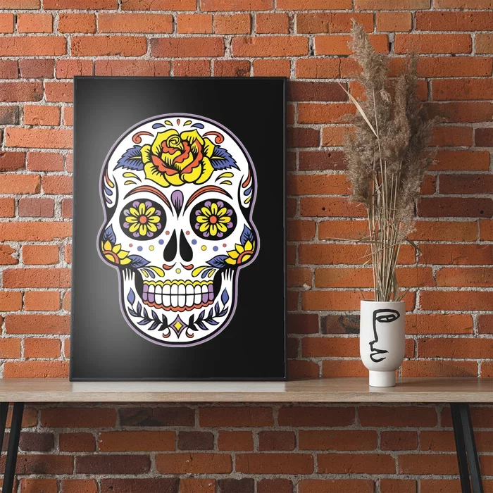 Day Of The Dead Dia De Los Muertos Floral Sugar Skull Poster