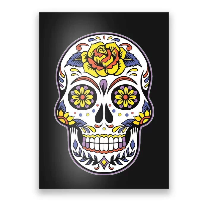 Day Of The Dead Dia De Los Muertos Floral Sugar Skull Poster