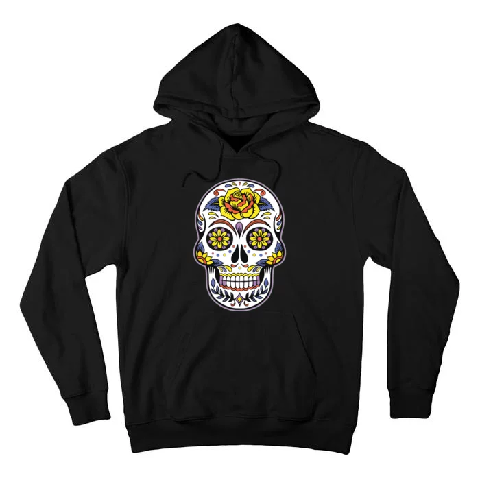 Day Of The Dead Dia De Los Muertos Floral Sugar Skull Tall Hoodie