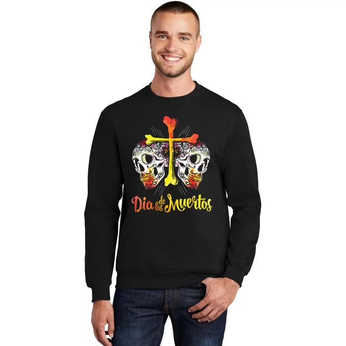 Day Of The Dead Cross Bones Sugar Skull Flower Gift T Tall Sweatshirt