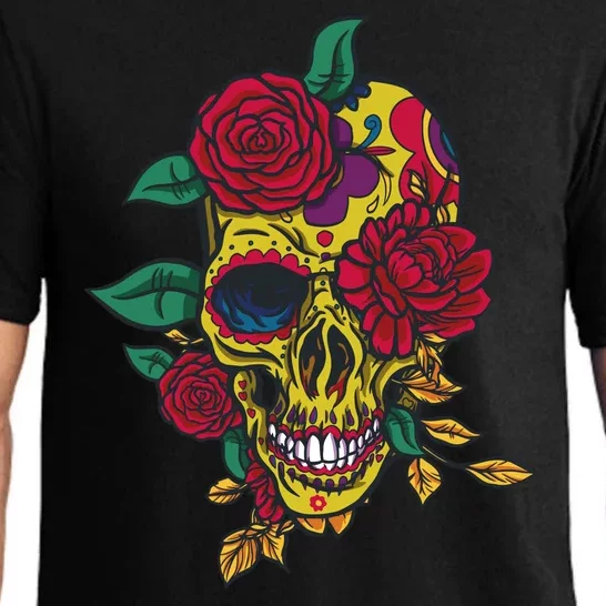 Day Of The Dead Rose Skull Pajama Set