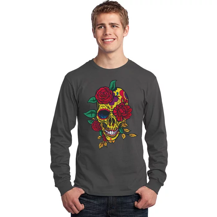 Day Of The Dead Rose Skull Tall Long Sleeve T-Shirt