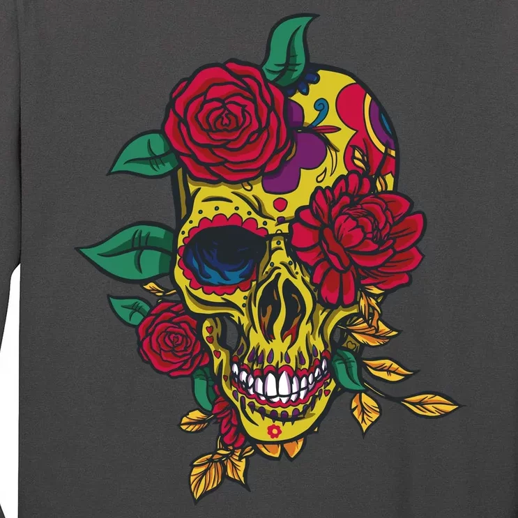 Day Of The Dead Rose Skull Tall Long Sleeve T-Shirt