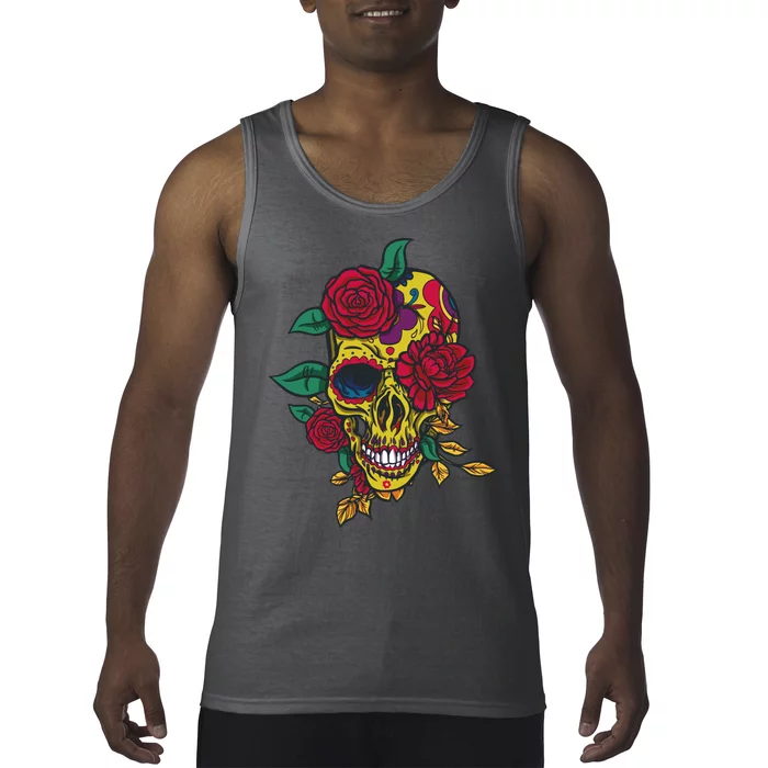 Day Of The Dead Rose Skull Tank Top