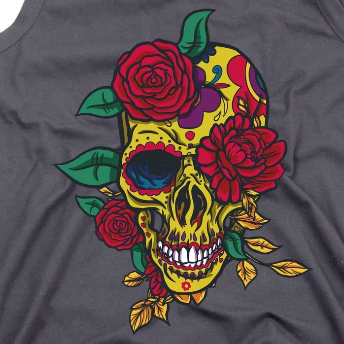 Day Of The Dead Rose Skull Tank Top