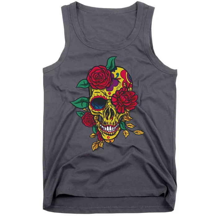 Day Of The Dead Rose Skull Tank Top