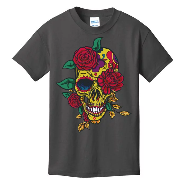 Day Of The Dead Rose Skull Kids T-Shirt