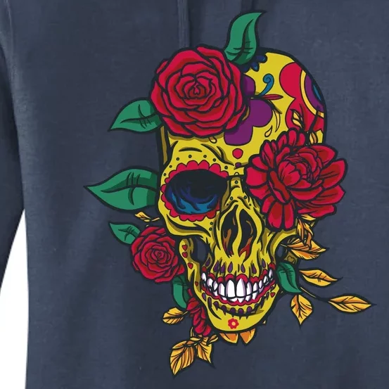 Day Of The Dead Rose Skull Women's Pullover Hoodie