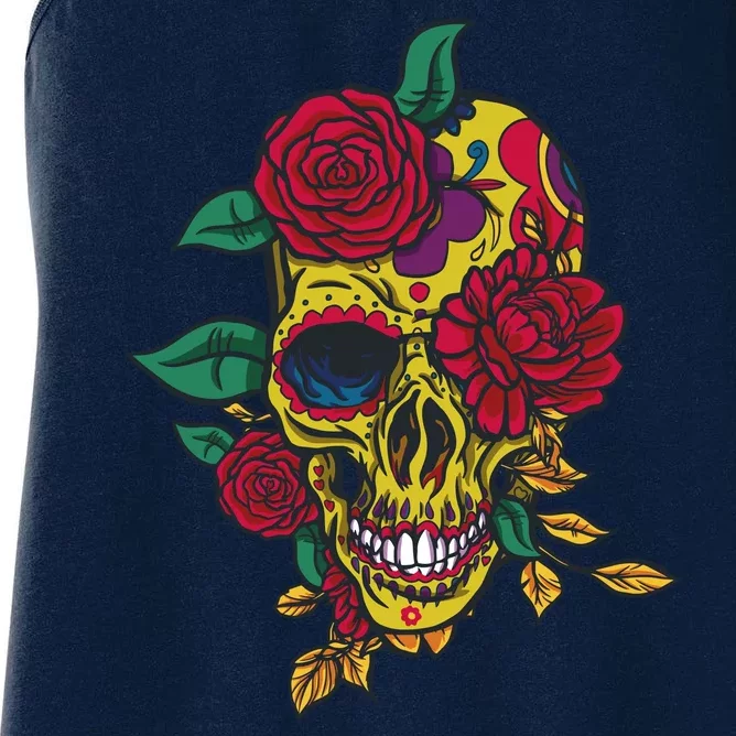 Day Of The Dead Rose Skull Women's Racerback Tank