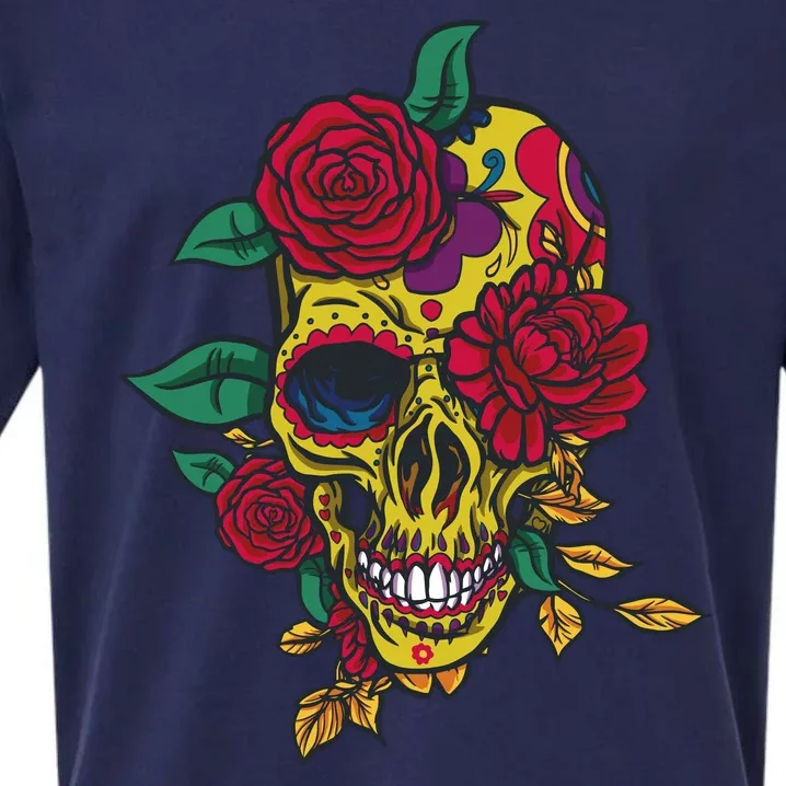 Day Of The Dead Rose Skull Sueded Cloud Jersey T-Shirt