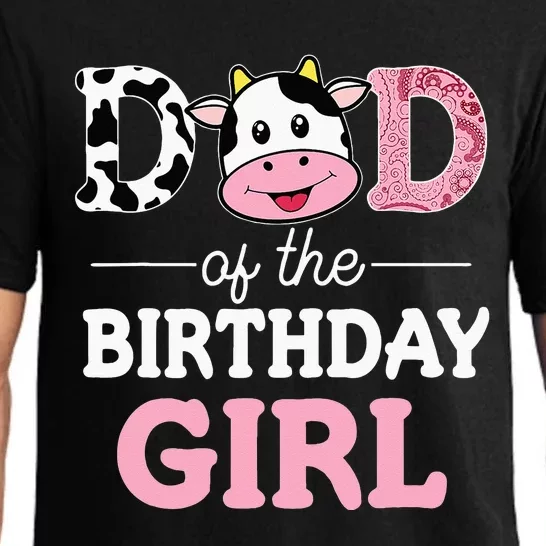 Dad Of The Birthday Girl Farm Cow Daddy Papa 1st Pajama Set