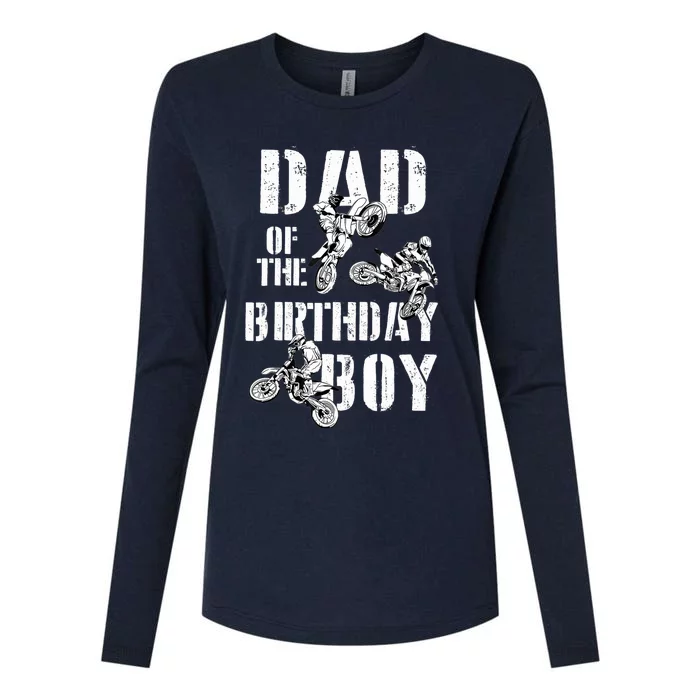 Dad Of The Birthday Boy Dirt Bike Womens Cotton Relaxed Long Sleeve T-Shirt