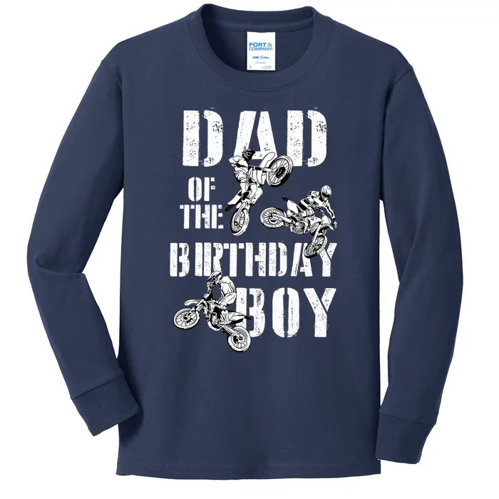 Dad Of The Birthday Boy Dirt Bike Kids Long Sleeve Shirt