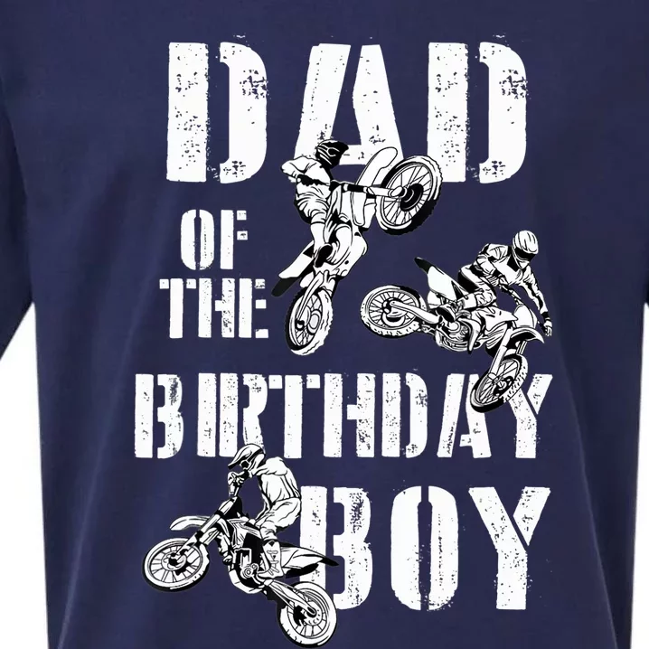 Dad Of The Birthday Boy Dirt Bike Sueded Cloud Jersey T-Shirt