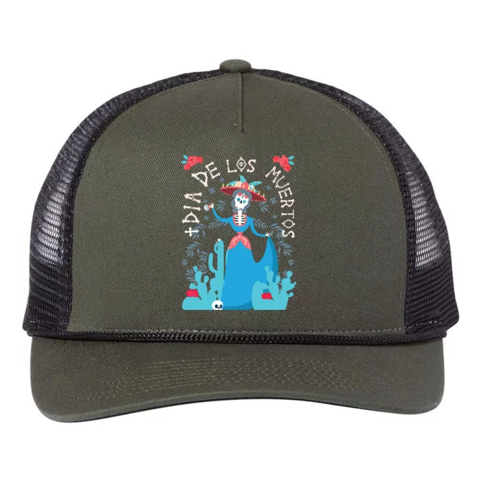 Day Of The Dead Dia De Los Muertos Retro Rope Trucker Hat Cap