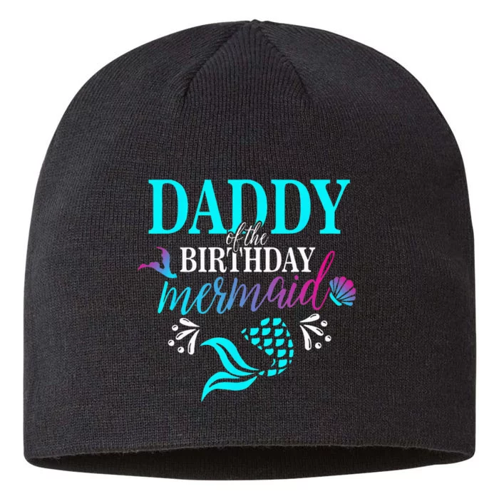 Daddy Of The Birthday Mermaid Matching Family 8 1/2in Sustainable Knit Beanie