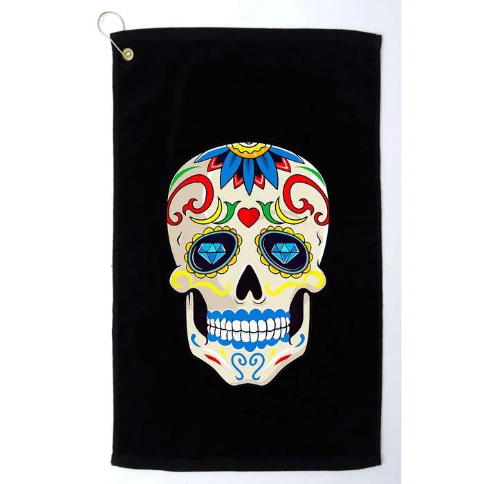 Day of The Dead Halloween Sugar Skull Dia De Los Muertos Platinum Collection Golf Towel