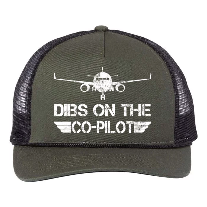 Dibs On The Copilot Aviation Aircraft Plane Friend Wife Funny Gift Retro Rope Trucker Hat Cap