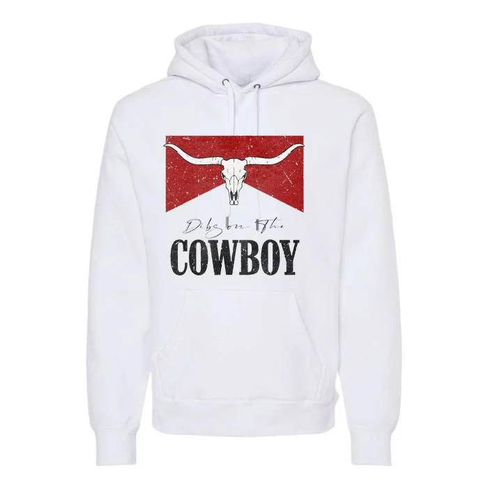 Dibs On The Cowboy Retro Bull Skull Western Country Southern Premium Hoodie