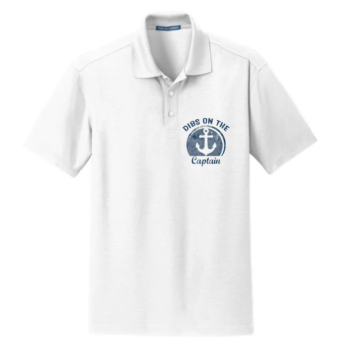 Dibs On The Captain Funny Boating Boat Lover Dry Zone Grid Performance Polo