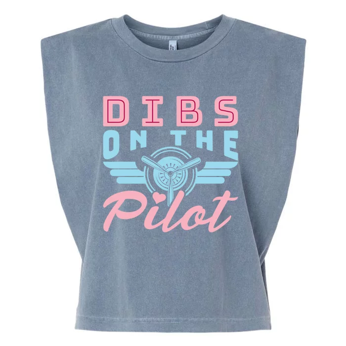 Dibs On The Pilot Air Wife Airplane Pilot Wife Gift Garment-Dyed Women's Muscle Tee