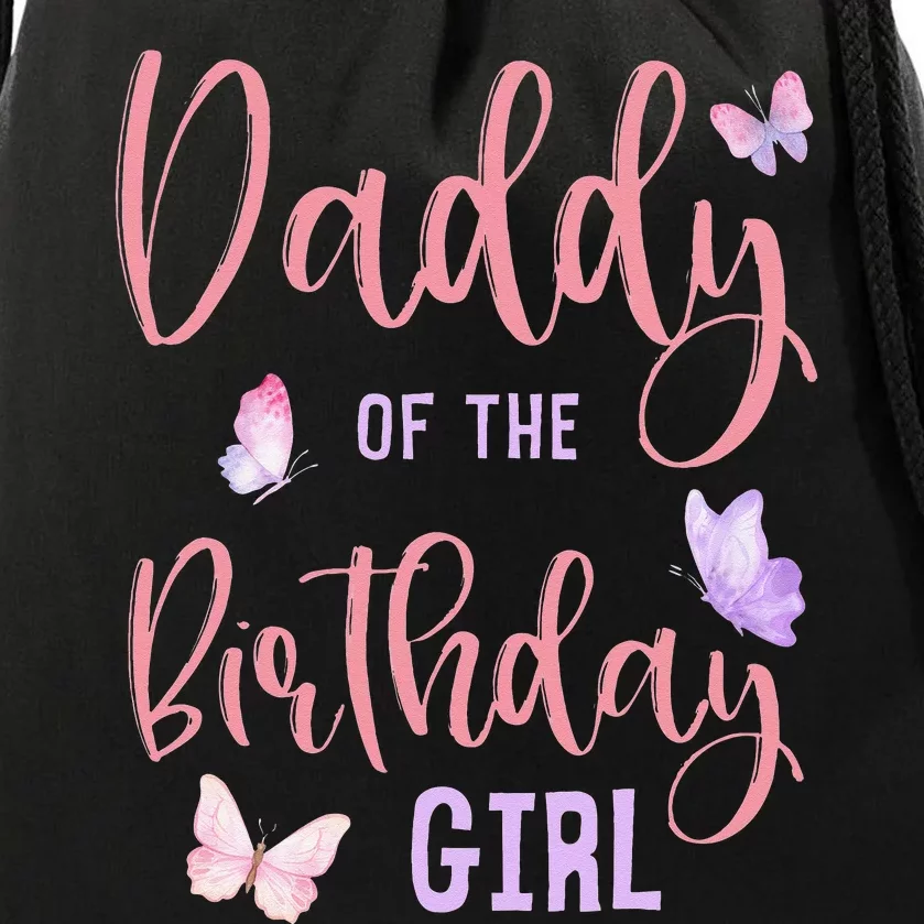 Daddy of The Birthday Butterfly Party Matching Family Drawstring Bag