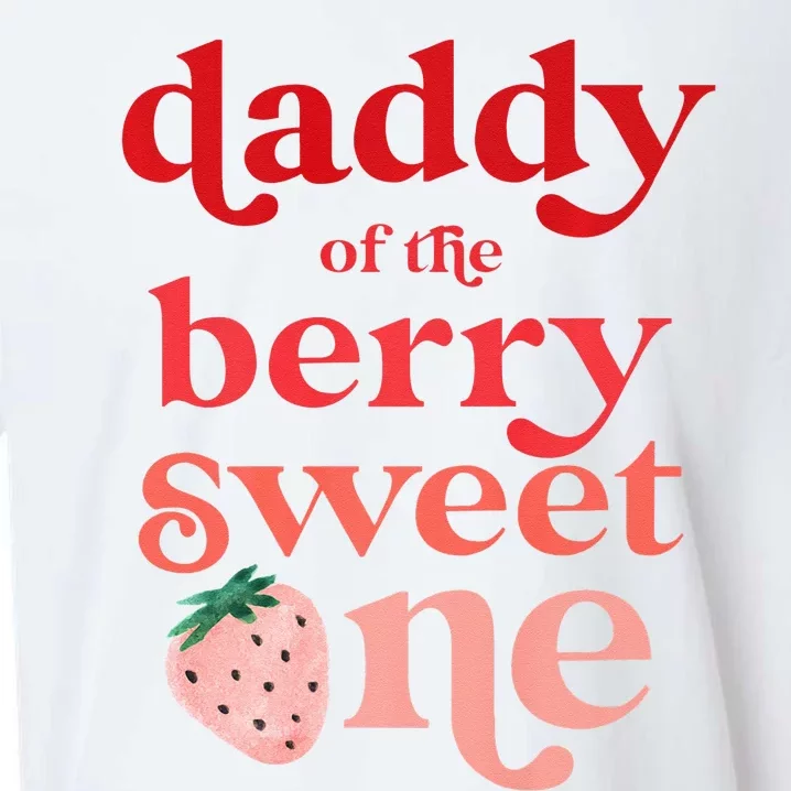 Daddy Of The Berry Sweet One Strawberry First Birthday 1st Sueded Cloud Jersey T-Shirt