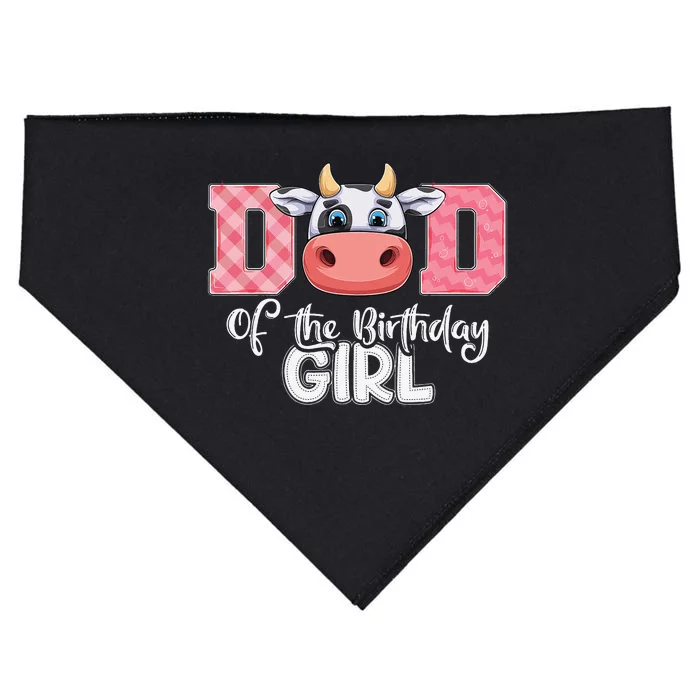 Dad of The Birthday Cow Family Cow Farm Matching USA-Made Doggie Bandana