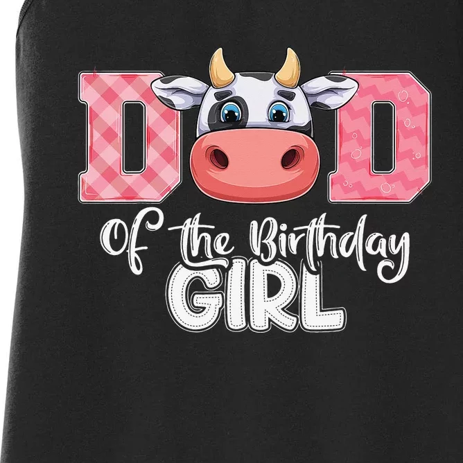 Dad of The Birthday Cow Family Cow Farm Matching Women's Racerback Tank