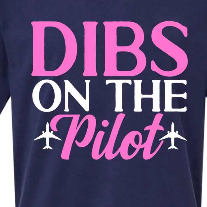 Dibs On The Pilot Airplane Pilot Wife Friend Aviation Cute Gift Sueded Cloud Jersey T-Shirt