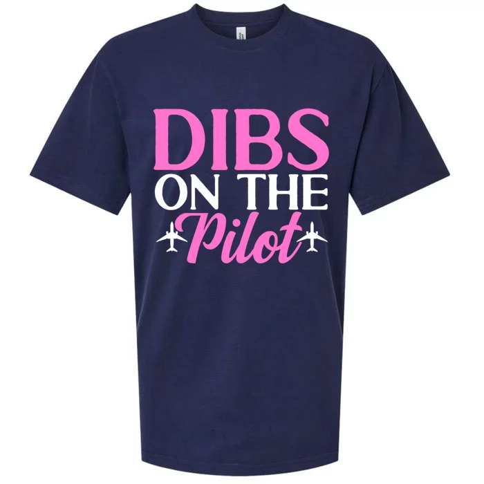 Dibs On The Pilot Airplane Pilot Wife Friend Aviation Cute Gift Sueded Cloud Jersey T-Shirt