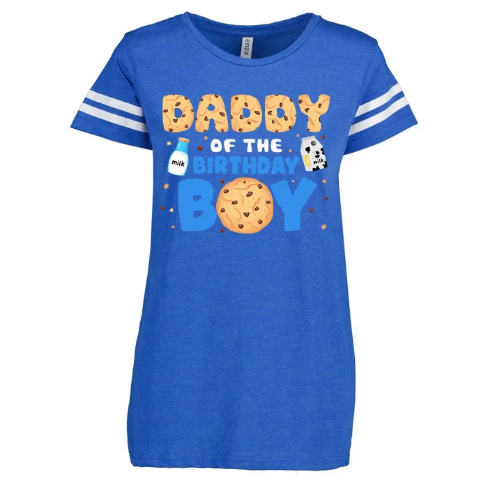 Daddy Of The Birthday Milk And Cookies 1st Birthday Enza Ladies Jersey Football T-Shirt