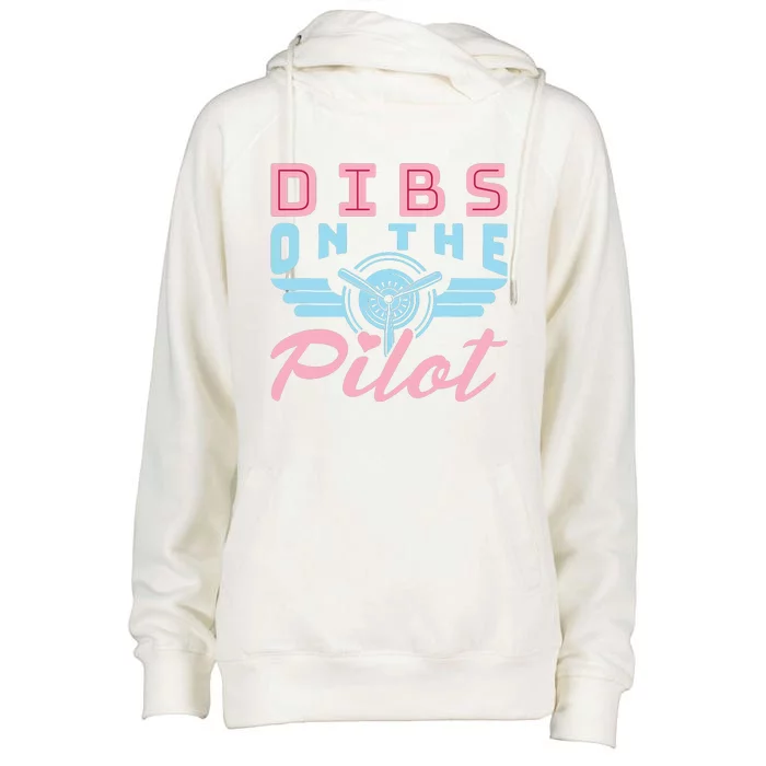 Dibs On The Pilot Airman Wife Airplane Pilot Wife Womens Funnel Neck Pullover Hood