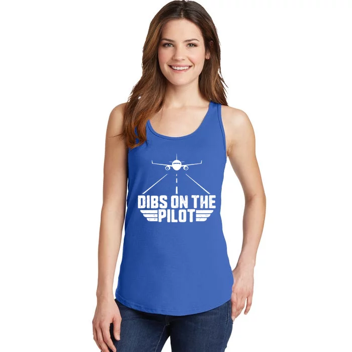 Dibs On The Pilot Aviation Aircraft Plane Friend Wife Gift Ladies Essential Tank