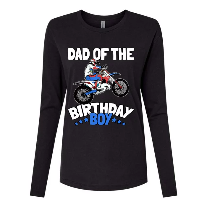 Dad Of The Birthday Boy Funny Dirt Bike Motocross Gift Womens Cotton Relaxed Long Sleeve T-Shirt