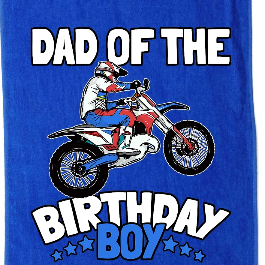 Dad Of The Birthday Boy Funny Dirt Bike Motocross Gift Platinum Collection Golf Towel