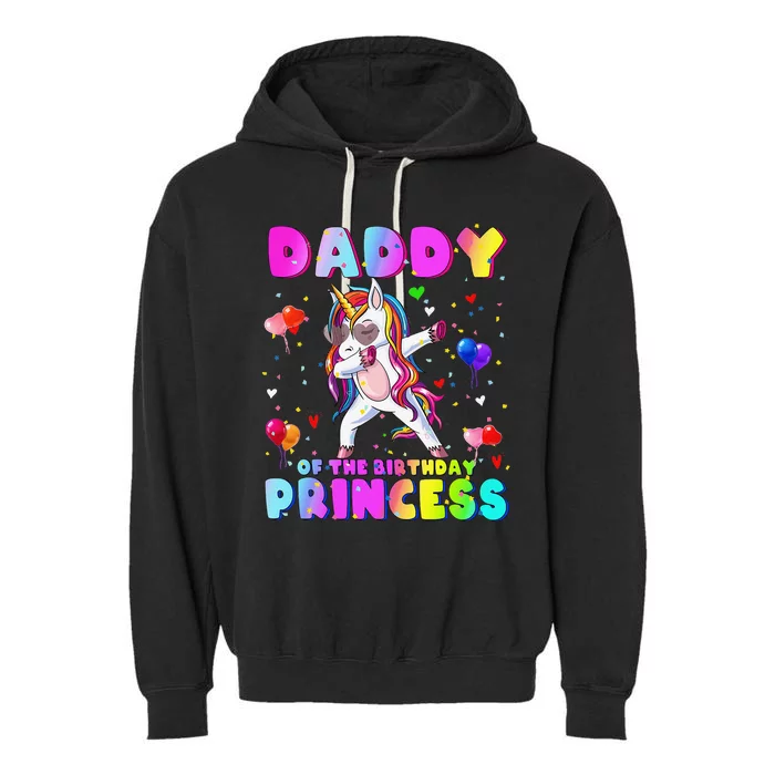 Daddy of the Birthday Princess Dabbing Unicorn Dad Garment-Dyed Fleece Hoodie