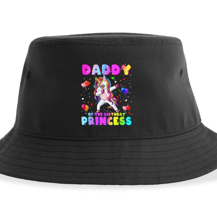 Daddy of the Birthday Princess Dabbing Unicorn Dad Sustainable Bucket Hat