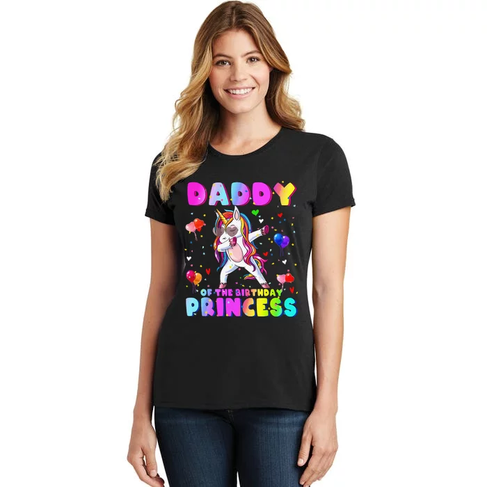 Daddy of the Birthday Princess Dabbing Unicorn Dad Women's T-Shirt