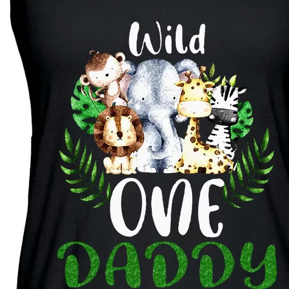 Daddy Of The Wild One Zoo Birthday Safari Jungle Animal Ladies Essential Flowy Tank