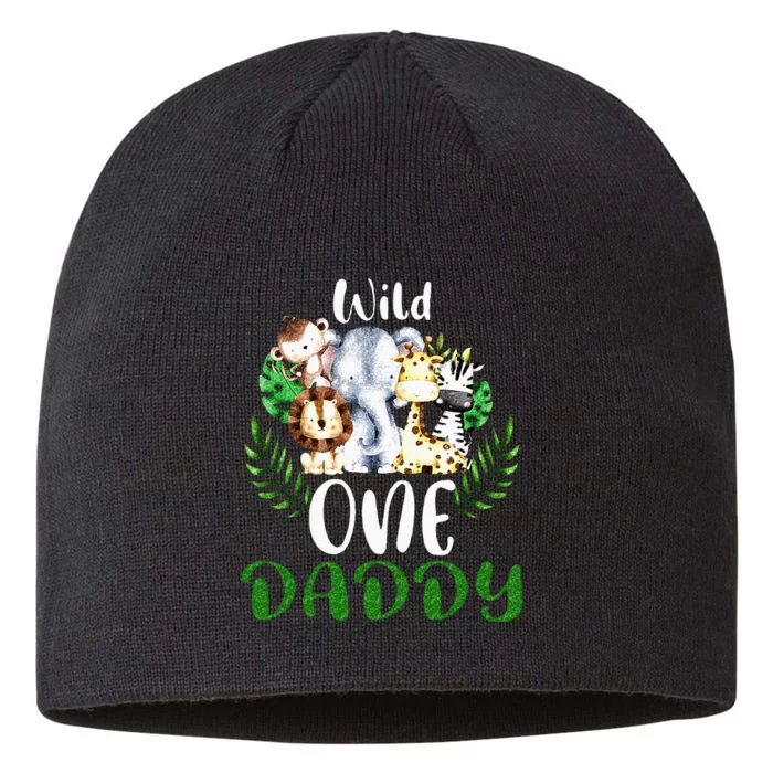 Daddy Of The Wild One Zoo Birthday Safari Jungle Animal 8 1/2in Sustainable Knit Beanie