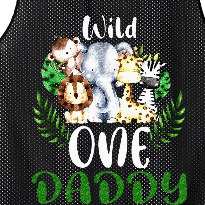 Daddy Of The Wild One Zoo Birthday Safari Jungle Animal Mesh Reversible Basketball Jersey Tank