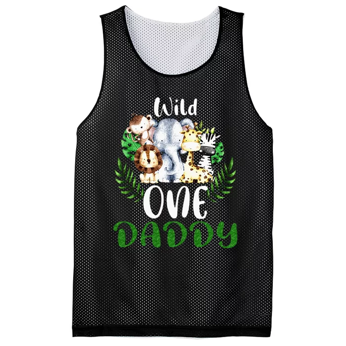 Daddy Of The Wild One Zoo Birthday Safari Jungle Animal Mesh Reversible Basketball Jersey Tank