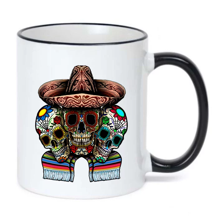 Day Of The Dead Tri Sugar Skulls Black Color Changing Mug