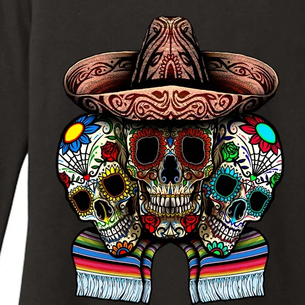 Day Of The Dead Tri Sugar Skulls Womens CVC Long Sleeve Shirt