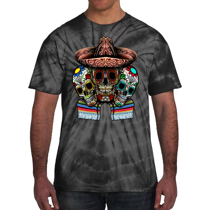 Day Of The Dead Tri Sugar Skulls Tie-Dye T-Shirt