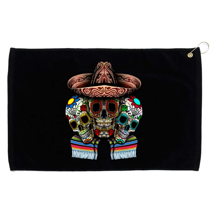 Day Of The Dead Tri Sugar Skulls Grommeted Golf Towel