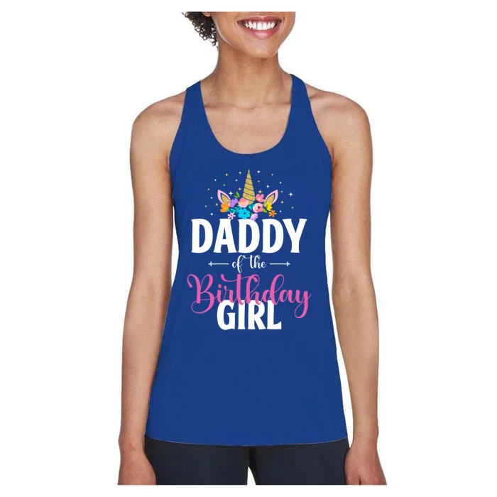 Daddy Of The Birthday Unicorn Family Matching Cute Gift Women's Racerback Tank